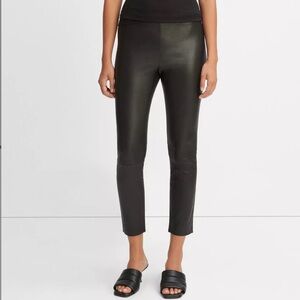 Vince. Black 100% Leather Pull On Legging Size M